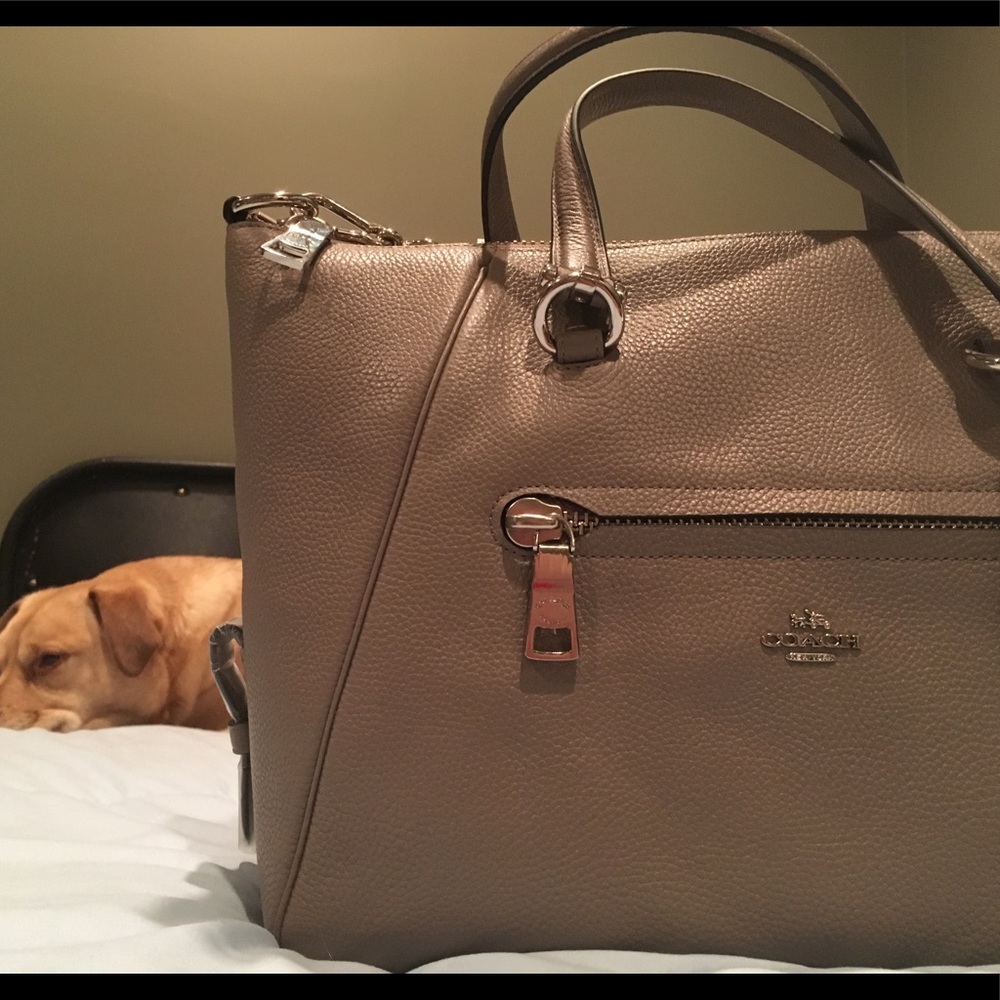 NWT Coach Pebbled Gray Leather Satchel